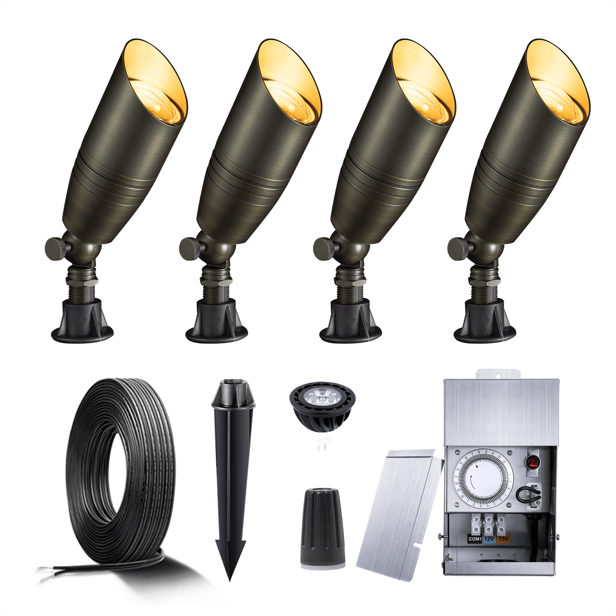 Outdoor Brass low voltage Landscape Lighting Spotlight Kit Gardenreet