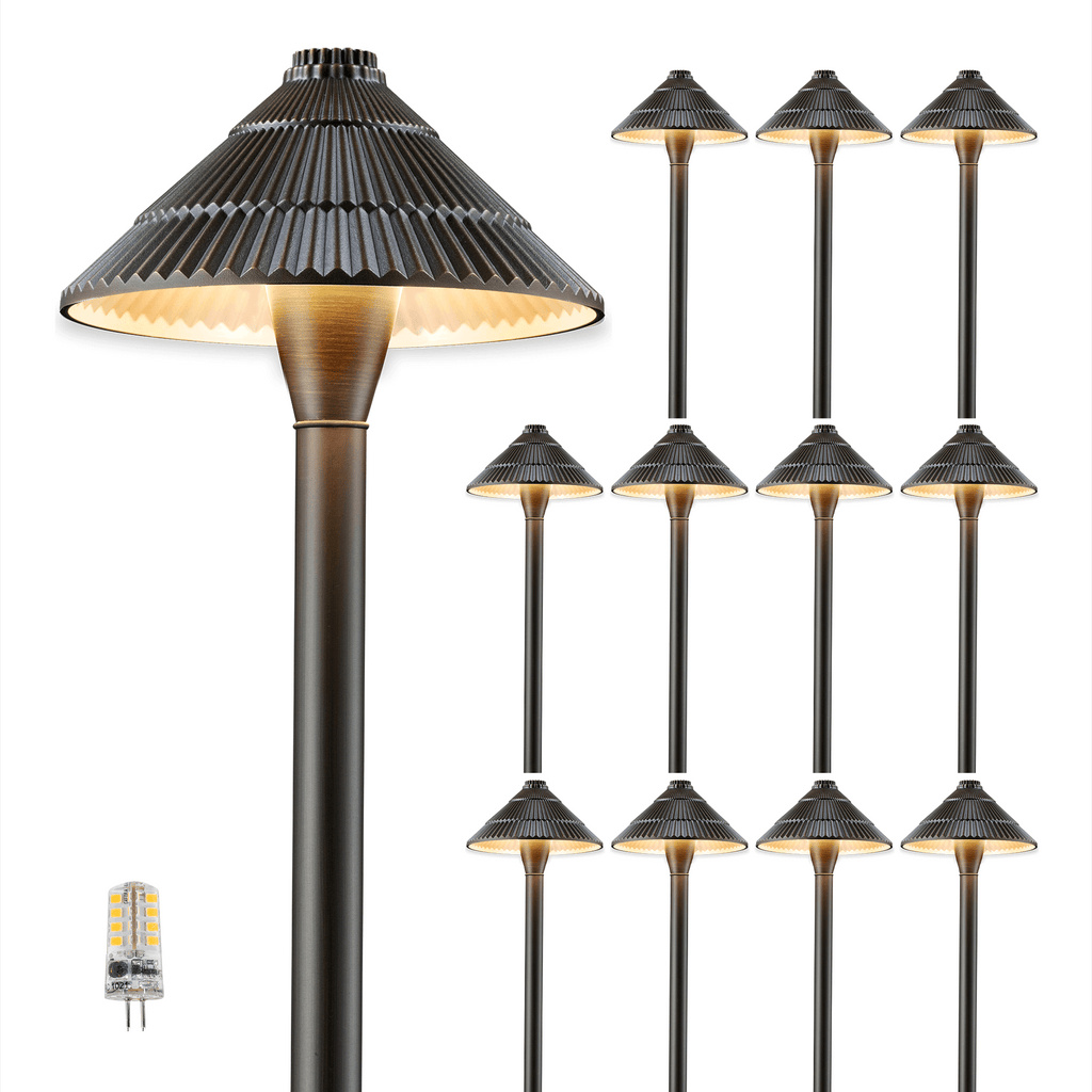 low voltage umbrella brass walkway lights g4 bulb 12 pack