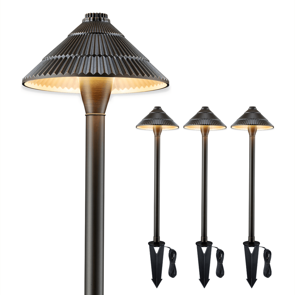 low voltage umbrella brass walkway lights 4 pack