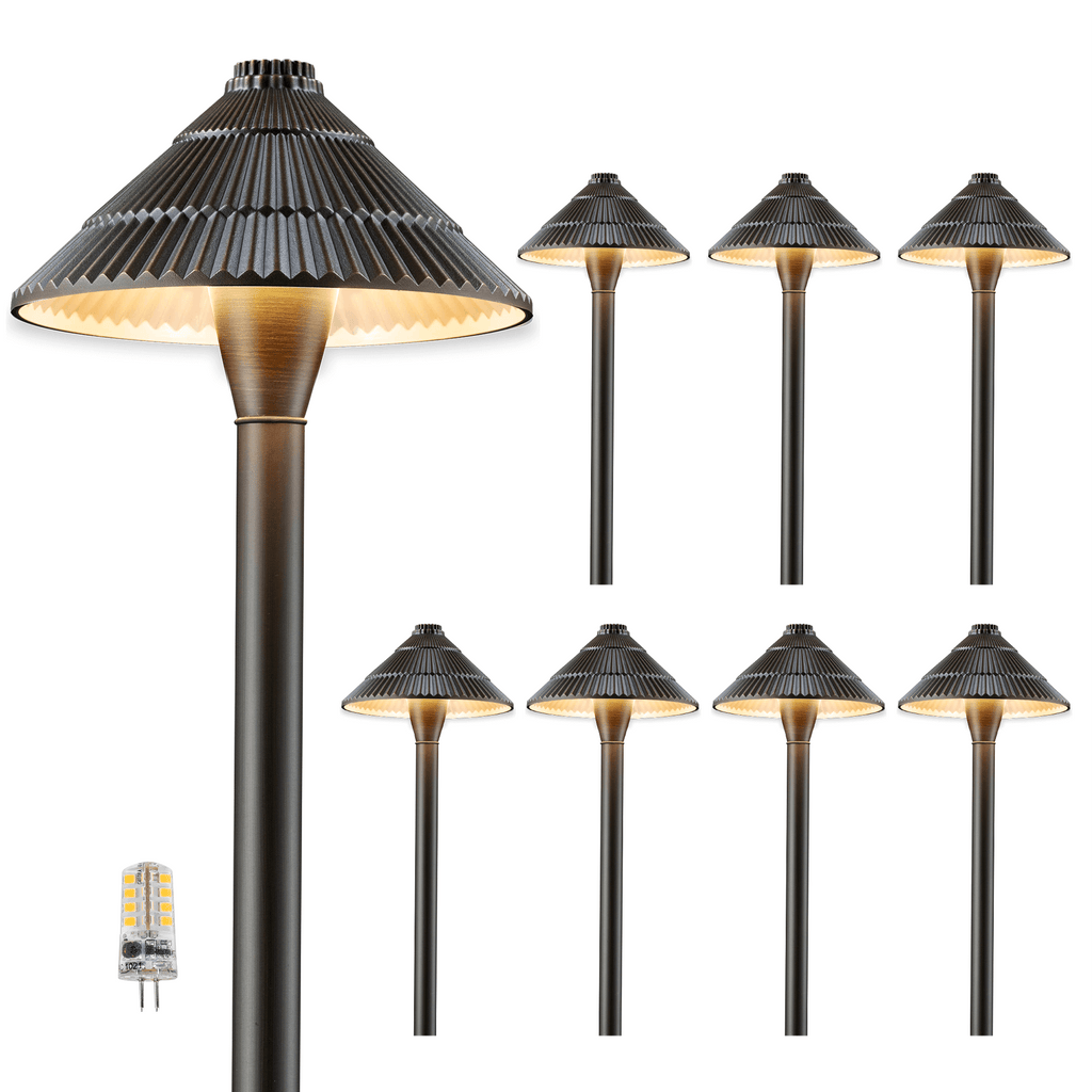 low voltage umbrella brass walkway lights g4 bulb 8 pack