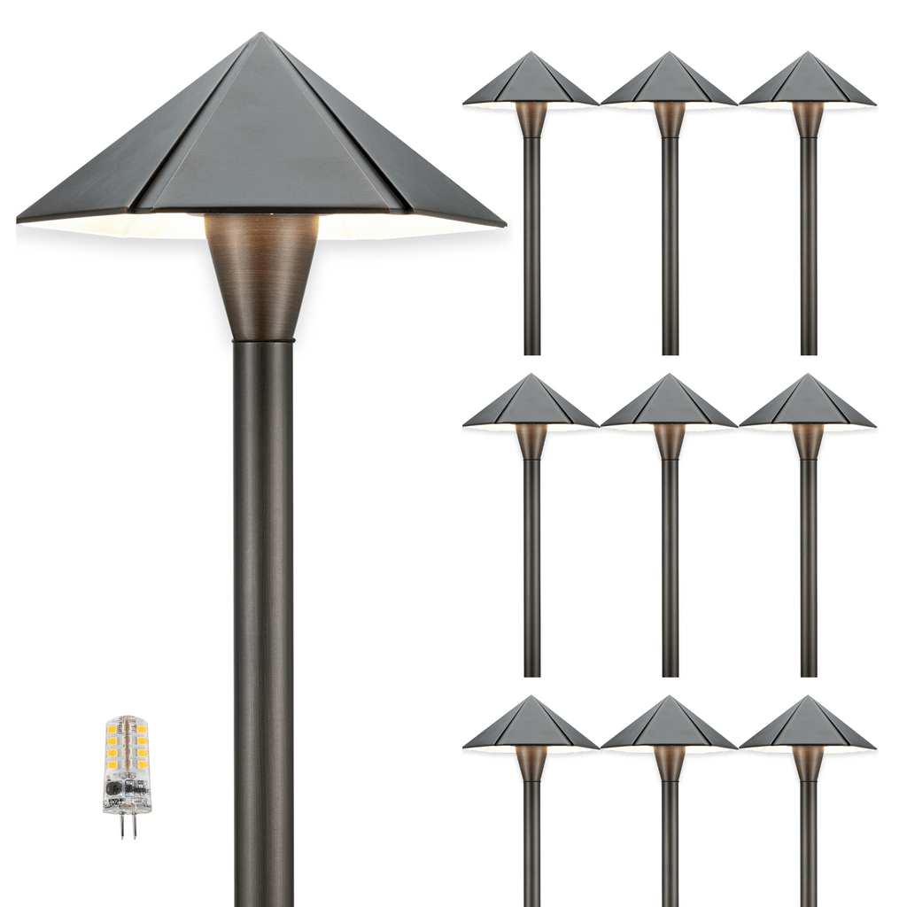 led umbrella brass pathway lights g4 bulb 10 pack