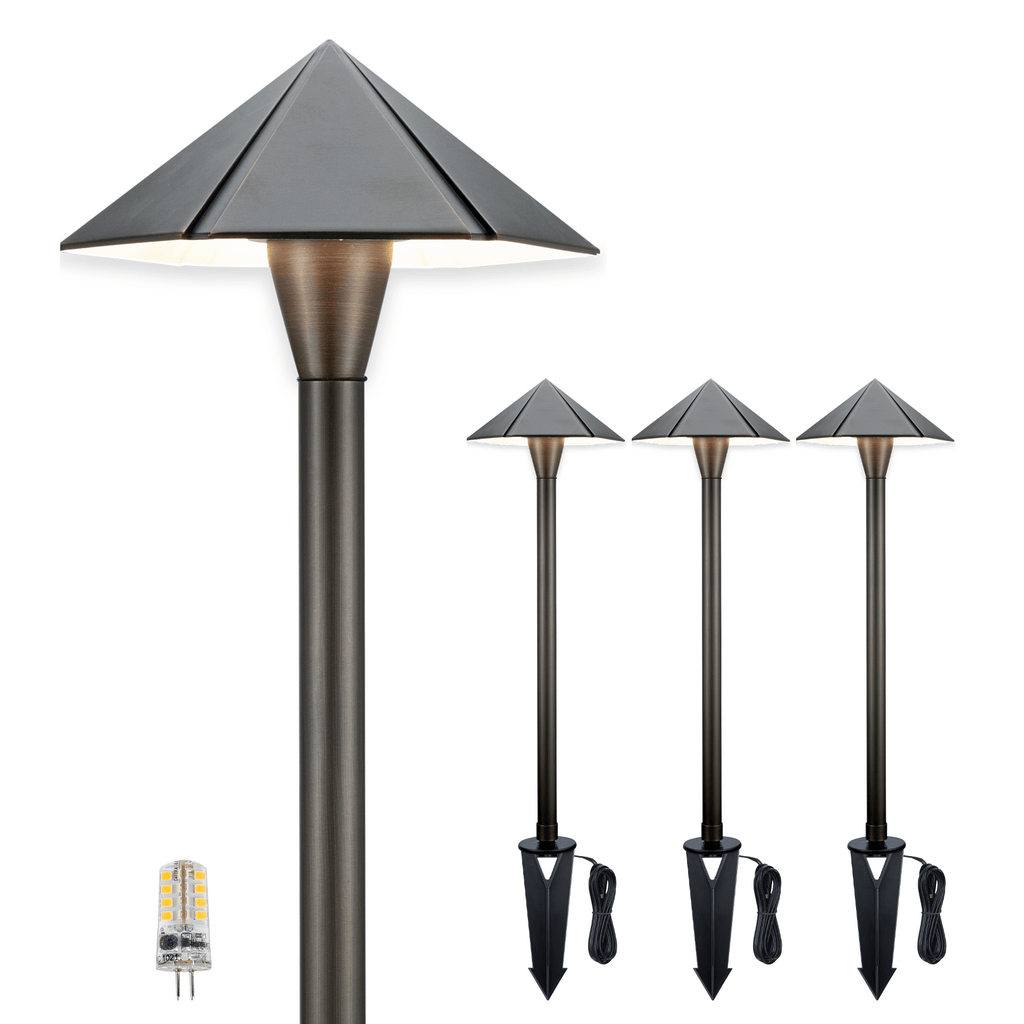 led umbrella brass pathway lights g4 bulb 4 pack
