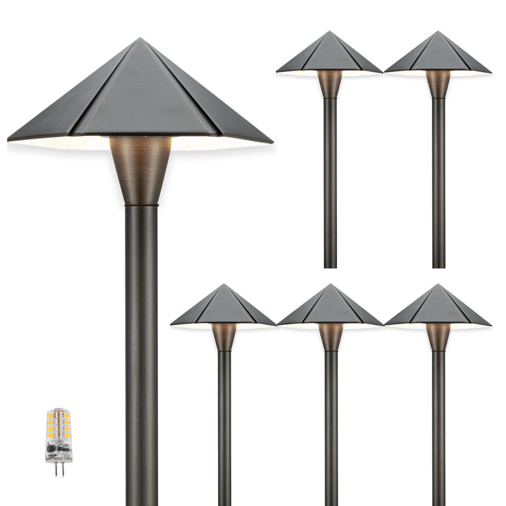 led umbrella brass pathway lights g4 bulb 6 pack