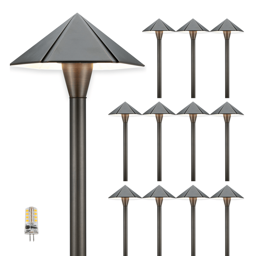 led umbrella brass pathway lights g4 bulb 12 pack