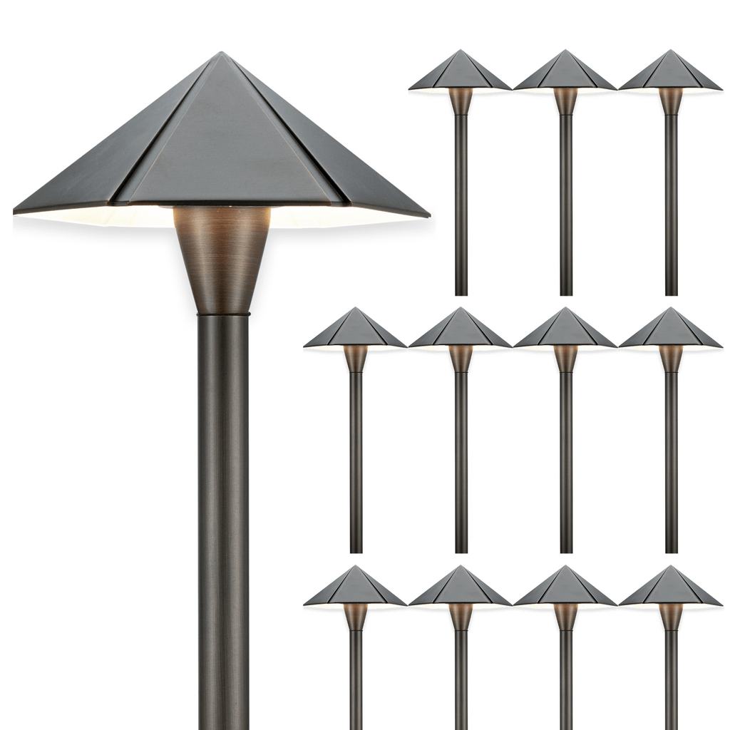 led umbrella brass pathway lights 12 pack