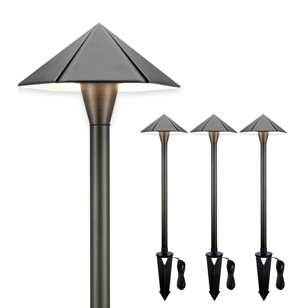 led umbrella brass pathway lights 4 pack