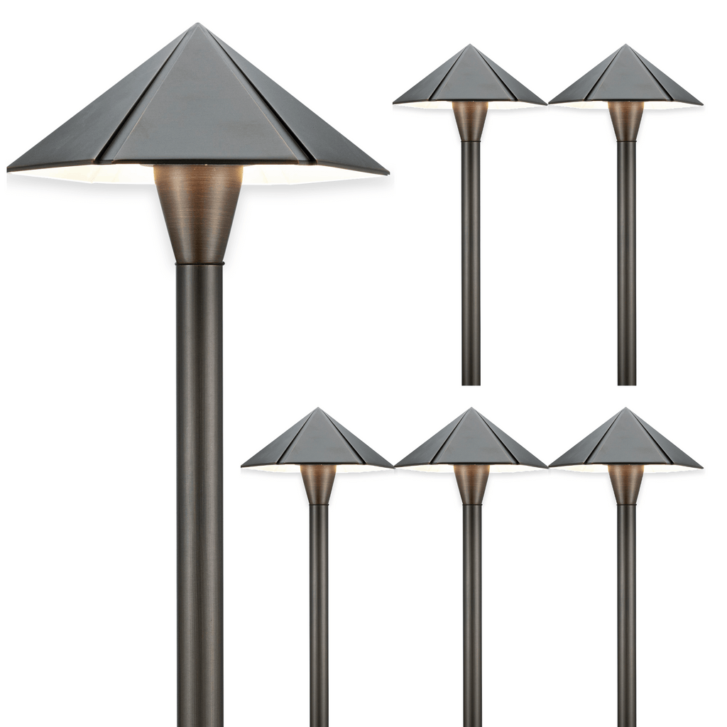 led umbrella brass pathway lights 6 pack