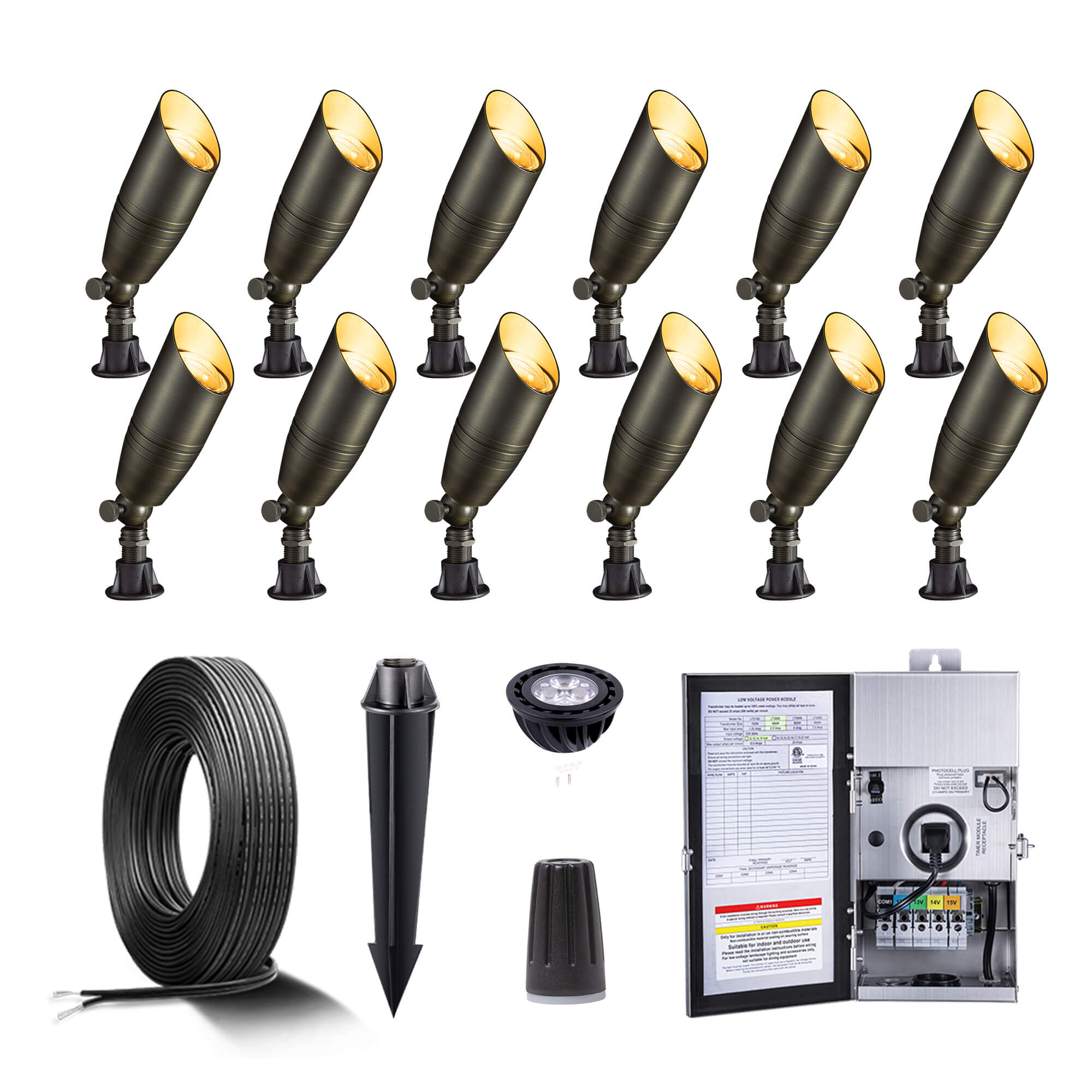 Outdoor Brass low voltage Landscape Lighting Spotlight Kit – Gardenreet ...