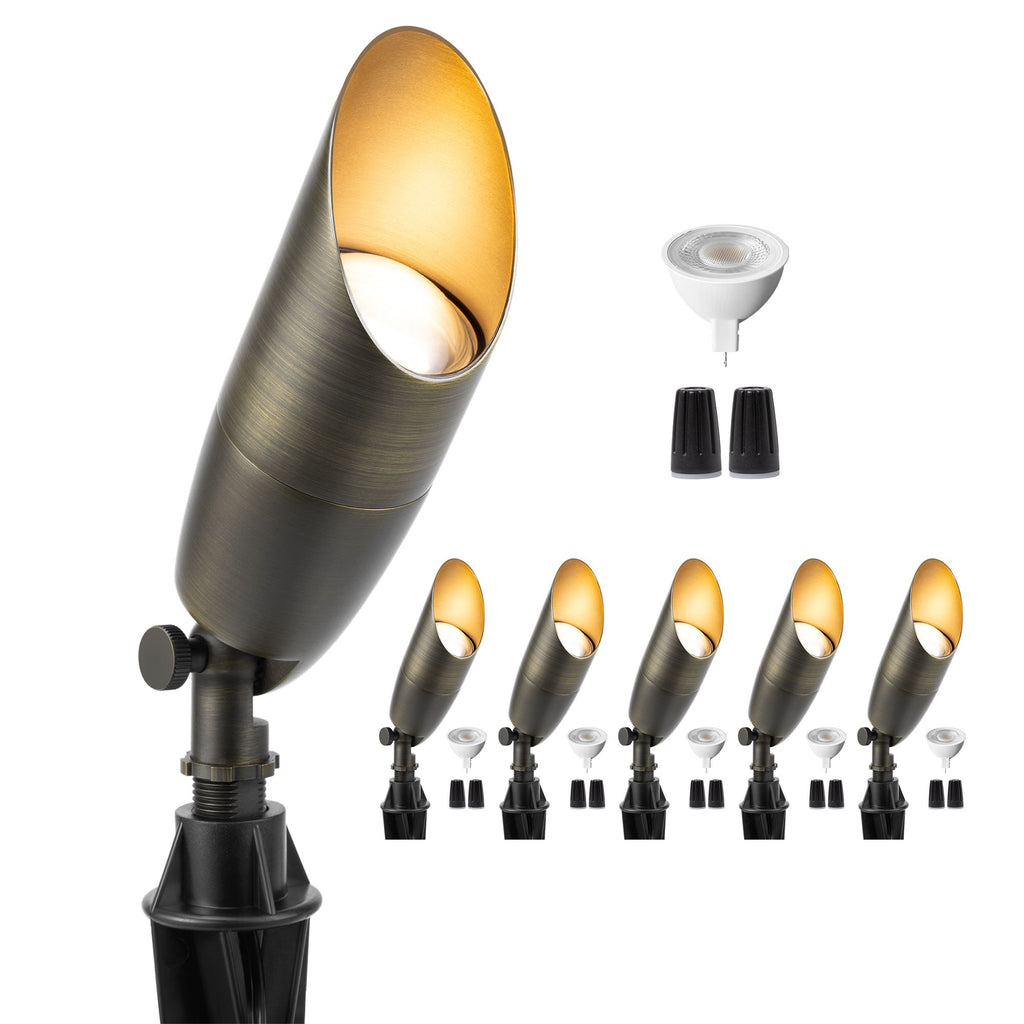 12v brass long shroud spotlight with replaceable bulb