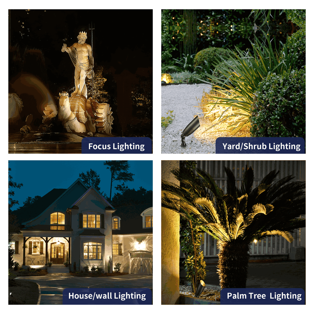 brass landscape lighting spotlights kit effect