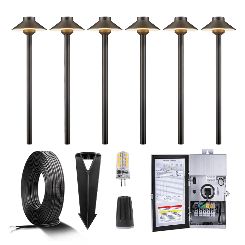 brass landscape lighting hat path lights kit 6 pack