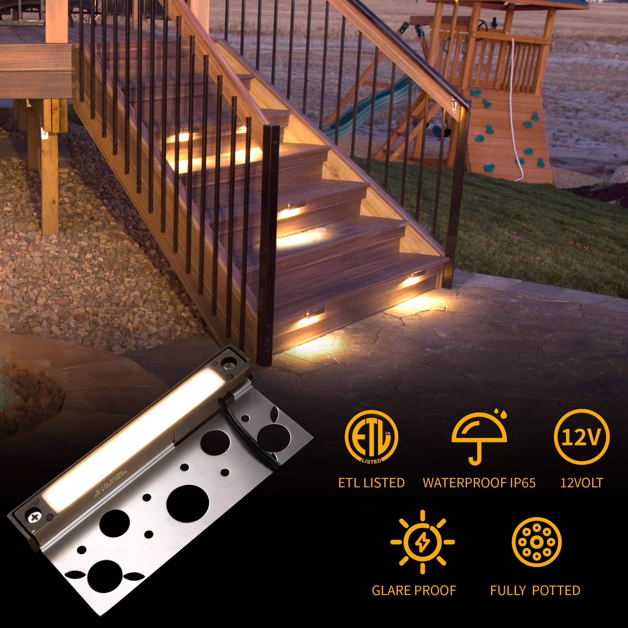 STB06 Low Voltage Retaining Wall Step Lights LED Hardscape Paver Lighting